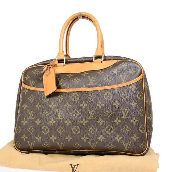 LOUIS VUITTON LV Logo Deauville Hand Bag Monogram Leather Brown M47270 75EB357 - Picture 1 of 16
